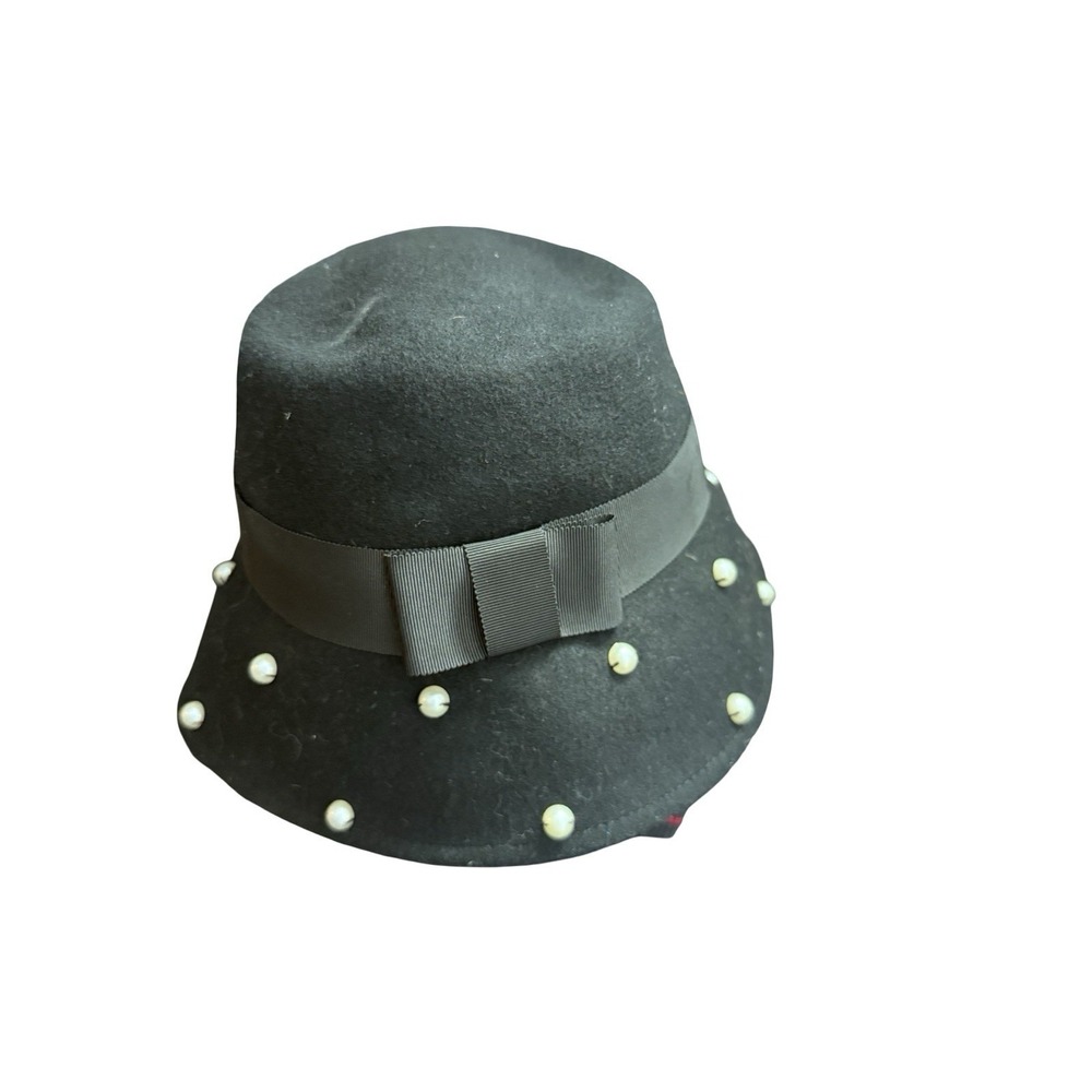 Kate Spade New York Womens Black Pearl Cloche Hat One Size 100% Wool‎